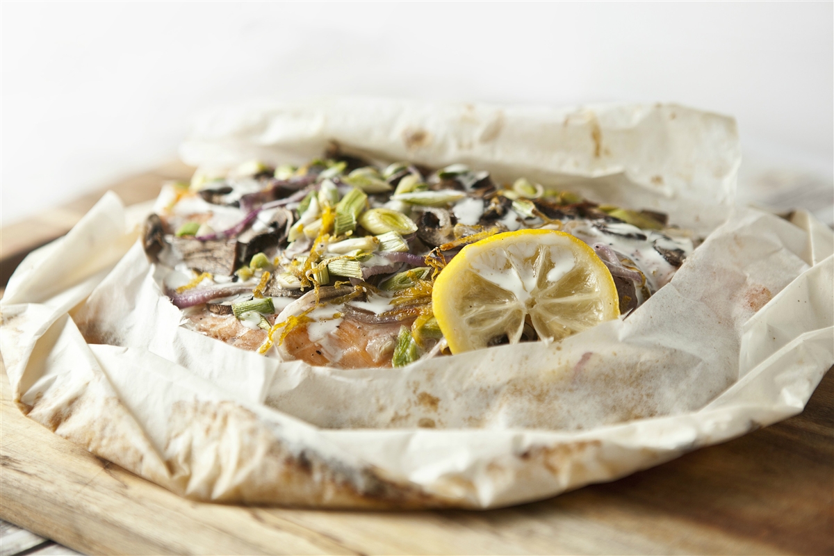 Papillote de salmón rosado El Gourmet